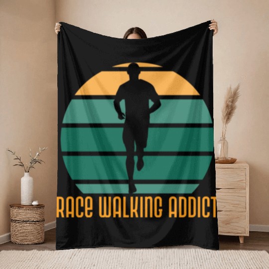 Race walking addict, Race walking Throw Blankets