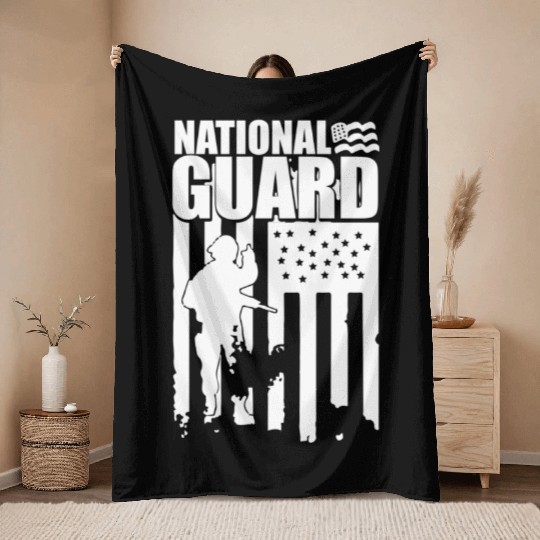 American Flag National Guard National Guard Throw Blankets
