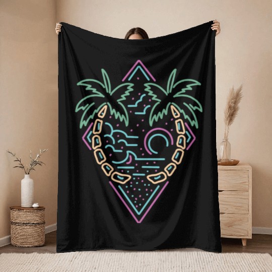 Neon Summer Monoline Throw Blankets