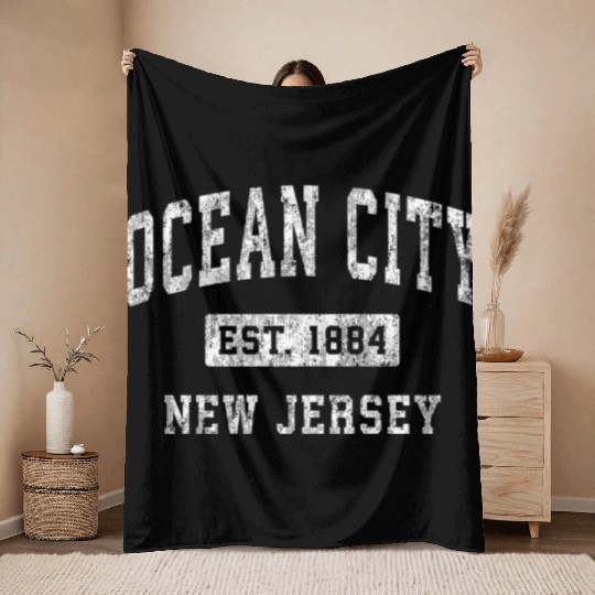 Ocean City New Jersey Nj Established Sports Throw Blankets