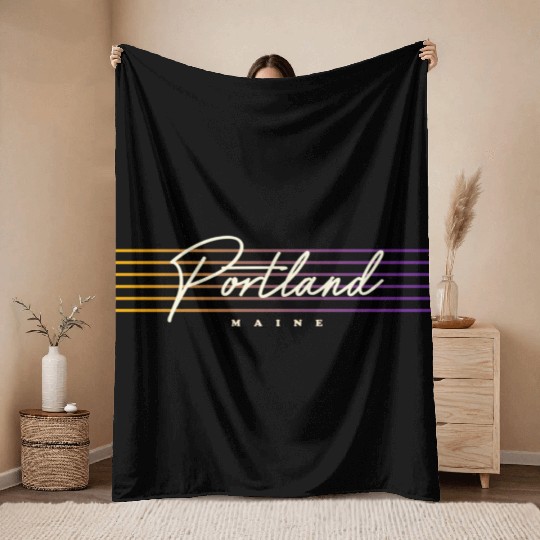 Portland Nostalgic Style Maine Throw Blankets