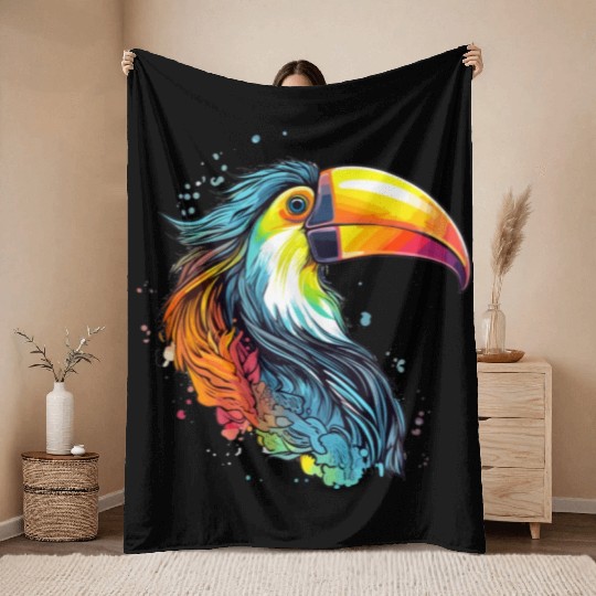 Rainbow Toucan, You Can! Throw Blankets