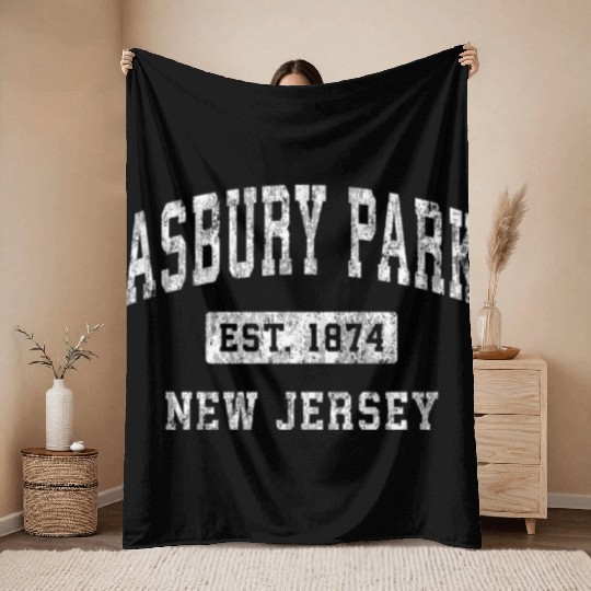 Asbury Park New Jersey Nj Established Sports Throw Blankets