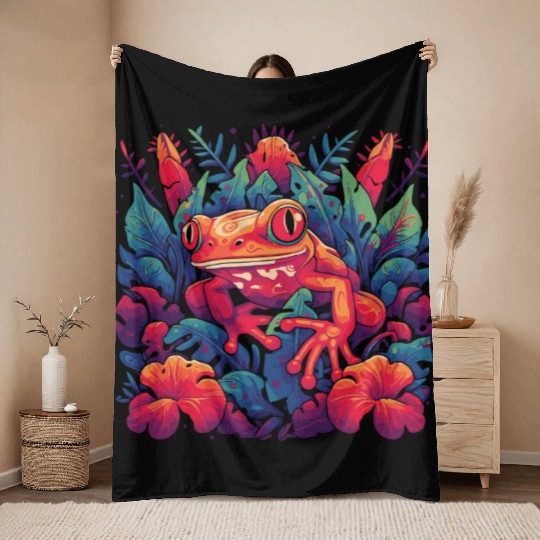 Wild Poison Frog Goth Goblincore Fairycore Gothic Throw Blankets