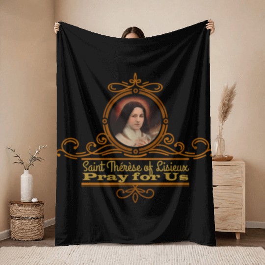 St Therese Of Lisieux Pray For Us Catholic Saints Throw Blankets