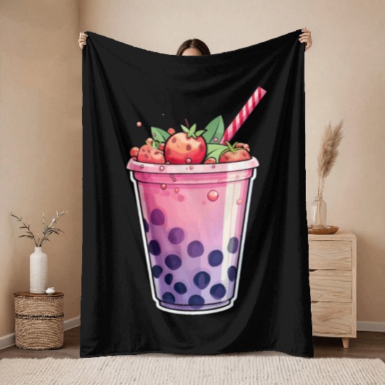Boba Tea Design - Bubble Tea Throw Blankets
