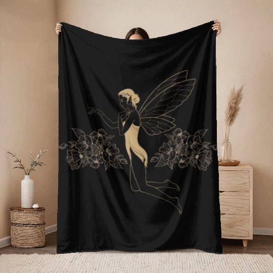 Fairy Throw Blankets, Fairycore Floral Fairy Grunge Throw Blankets,