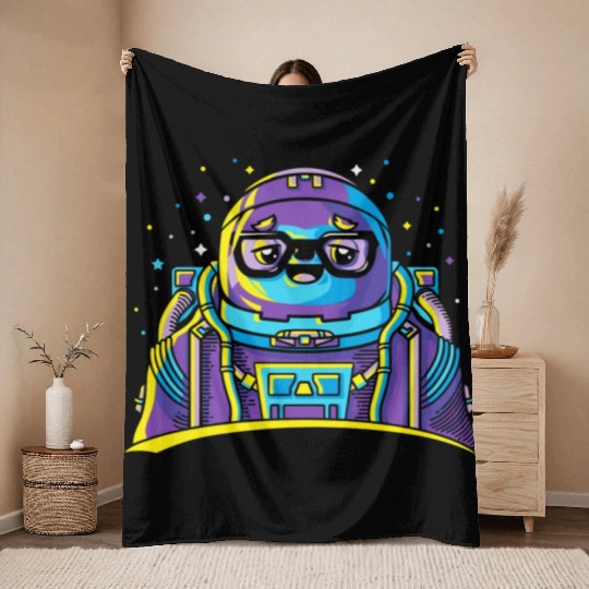 Astro Sloth Throw Blankets
