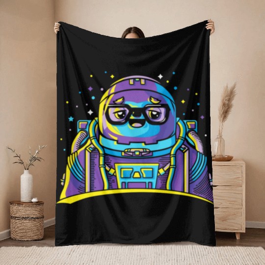 Astro Sloth Throw Blankets
