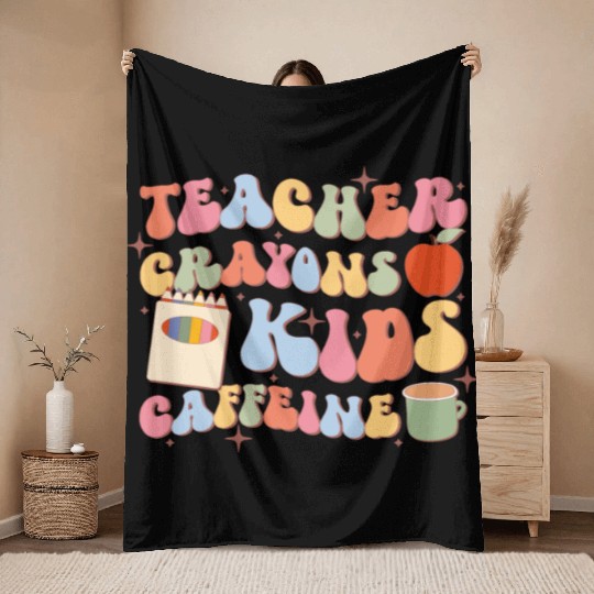 Teacher Crayons Kids Caffeine, Back To School Throw Blankets