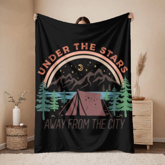 Camping Gifts Happy Camper Campsite Scout Lovers Throw Blankets