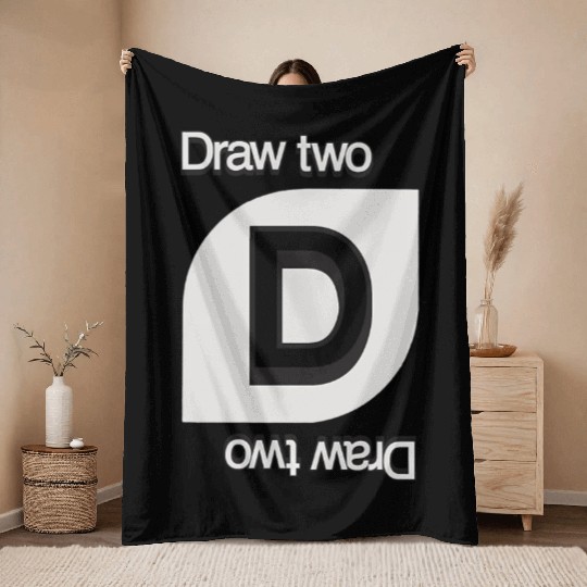 Uno Draw Two Card Throw Blankets