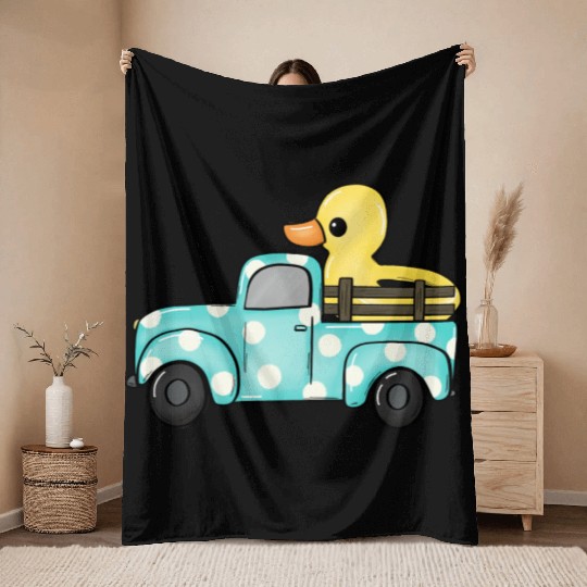 Duck Swimming Ring Throw Blankets