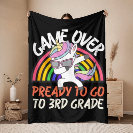 Game over ready to go to 3rd grade, back to school Throw Blankets