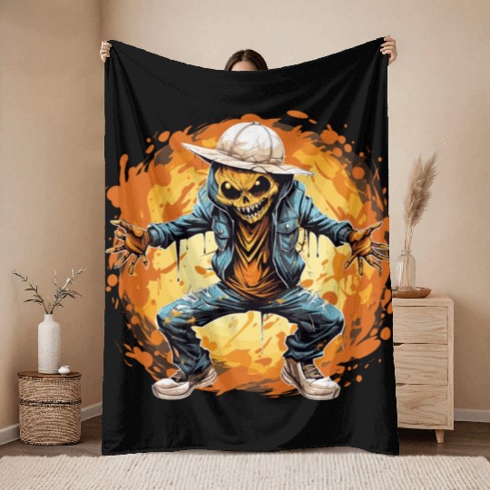 Happy Halloween Jack O Latern Dabbing Monster Throw Blankets