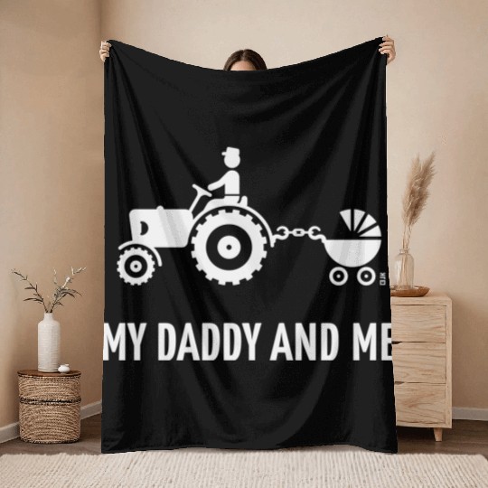 My Daddy And Me (Tractor & Stroller / Buggy / W) Throw Blankets