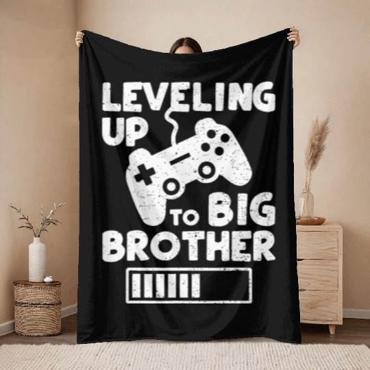 Leveling Up To Big Brother - Siblings Throw Blankets