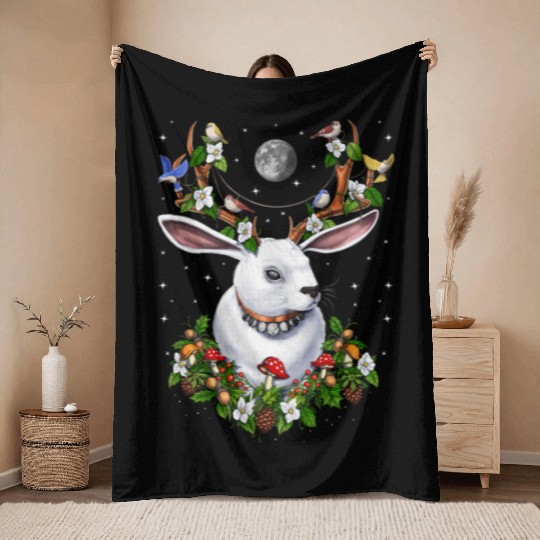 Jackalope Rabbit Throw Blankets