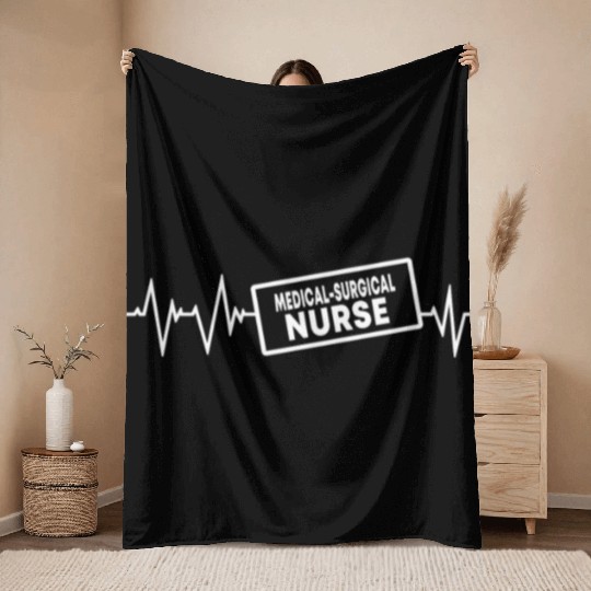 Medical-Surgical Nurse Heartbeat Nursing Throw Blankets