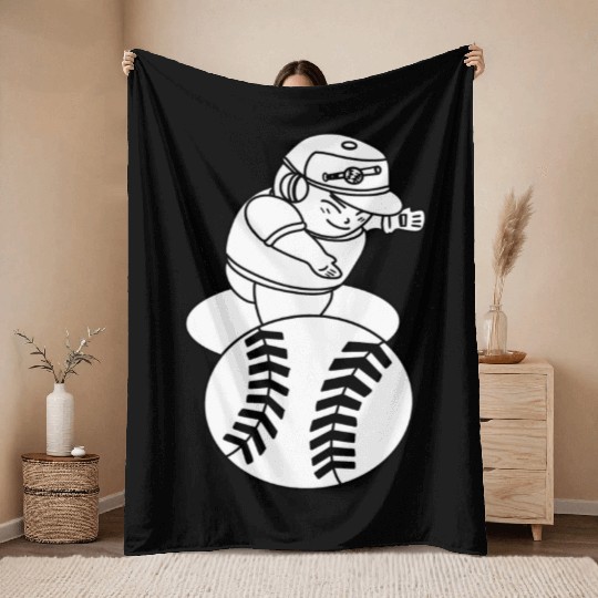 Kawaii Chibi Baseball Pitcher Throw Blankets