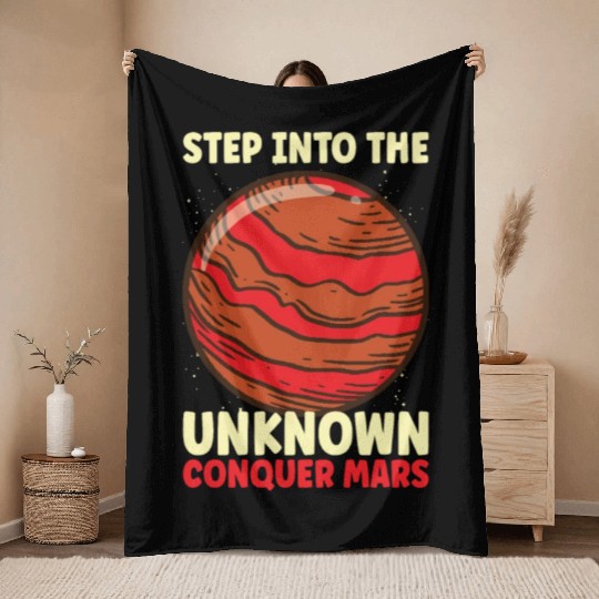 Mars Explore Astronaut Astronomy Solar System Throw Blankets