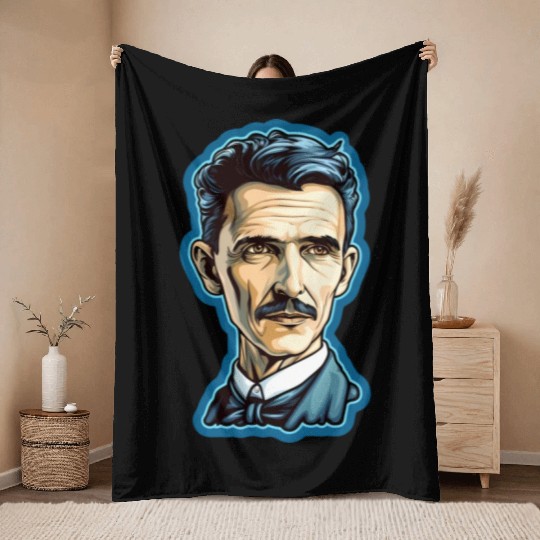 Nikola Tesla Physics Nerd Geek Throw Blankets