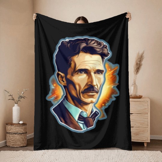 Nikola Tesla Physics Nerd Geek Natural Sciences Throw Blankets