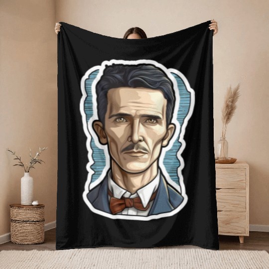 Nikola Tesla Physics Nerd Geek Throw Blankets