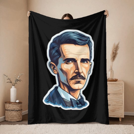 Nikola Tesla Physics Geek Nerd Throw Blankets