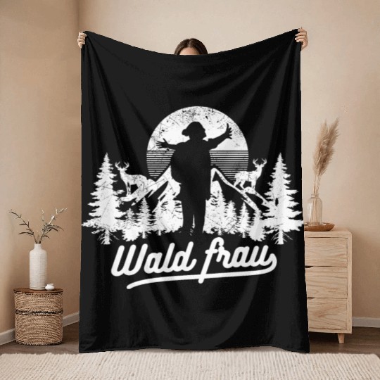 Forest Woman Hiking Nature Lover Throw Blankets