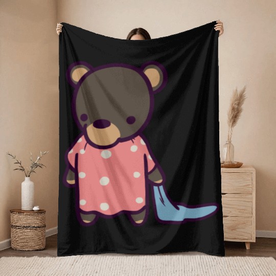 Cute Bear Cub Bedtime Throw Blankets