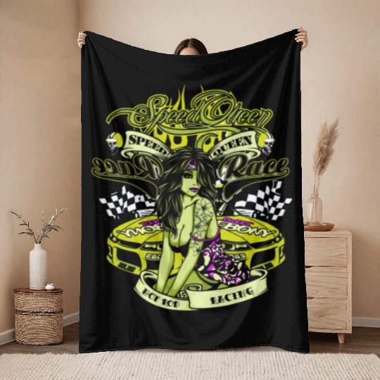Speed Queen - Hot Rod Racing Throw Blankets