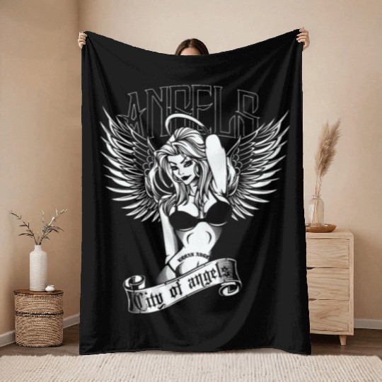 Angels - City of Angels collection Throw Blankets