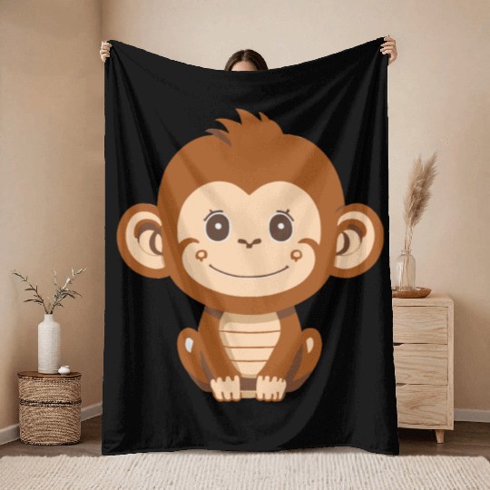 Cute baby Monkey smiling Throw Blankets
