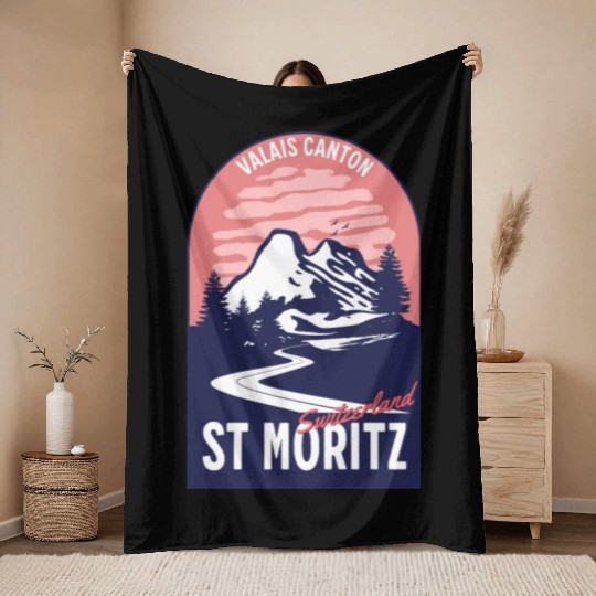 Saint Moritz Switzerland Valais Throw Blankets