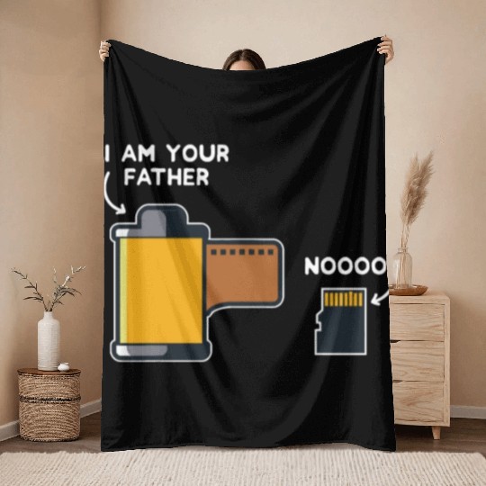 Funny Photography Gift Design Film Father of SD Ca Throw Blankets