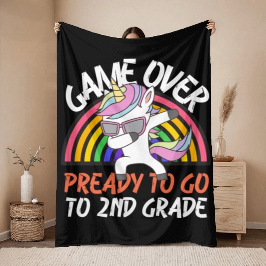 Game over ready to go to 2nd grade, back to school Throw Blankets