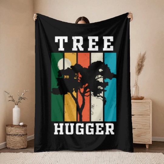 Green Environmentalist - Tree Hugger Throw Blankets