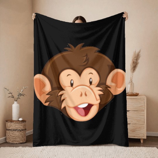 Monkey face Throw Blankets