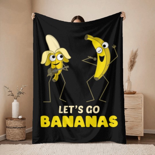 Singing Funny Banana Meme Let Us Go Banana Throw Blankets