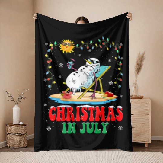 christmas in July snowball Xmas Summer Throw Blankets