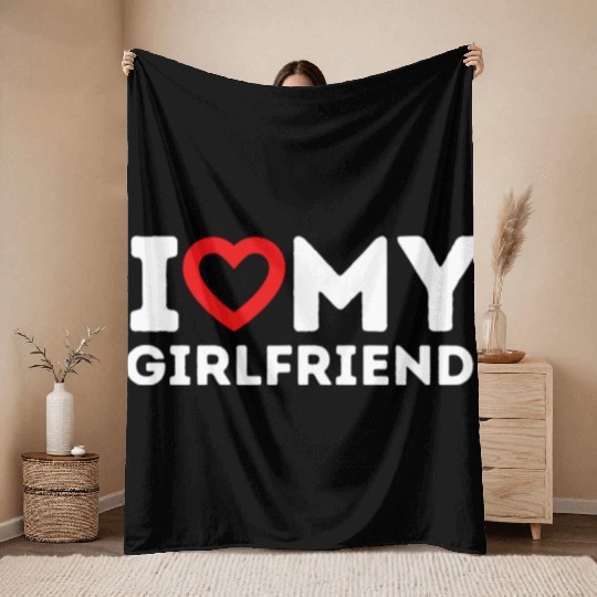I Heart My GirlFriend Throw Blankets