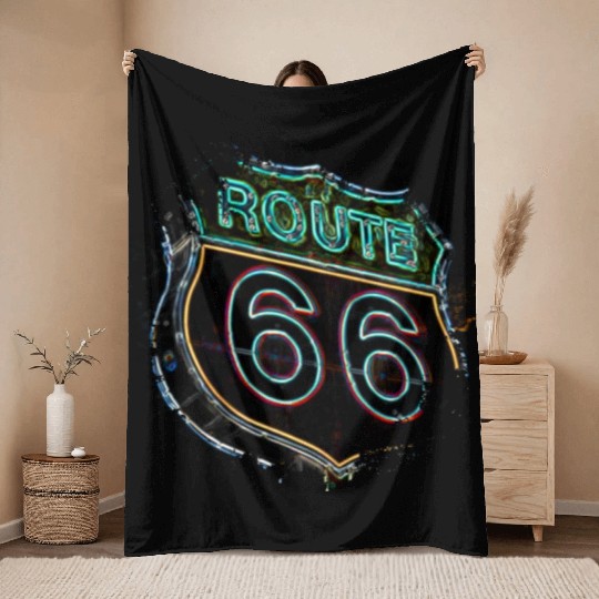 Route 66 Throw Blankets