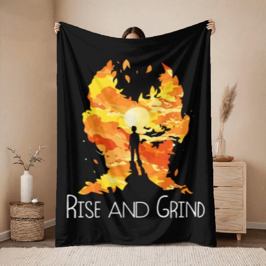 Rise and Grind Throw Blankets