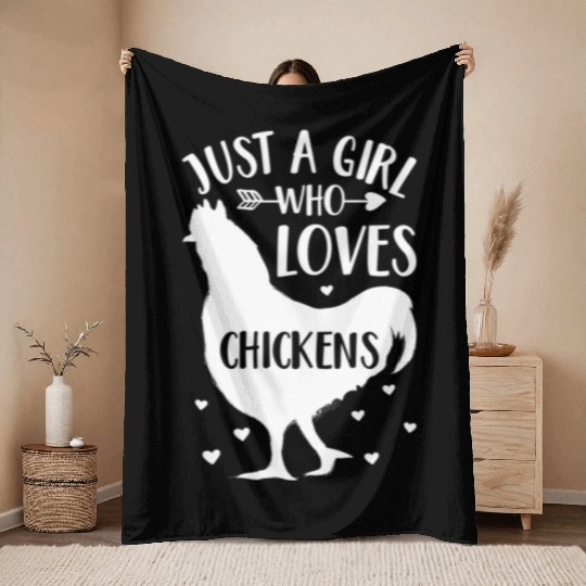 Just A Who Loves Chickens Chicken Farmer Throw Blankets