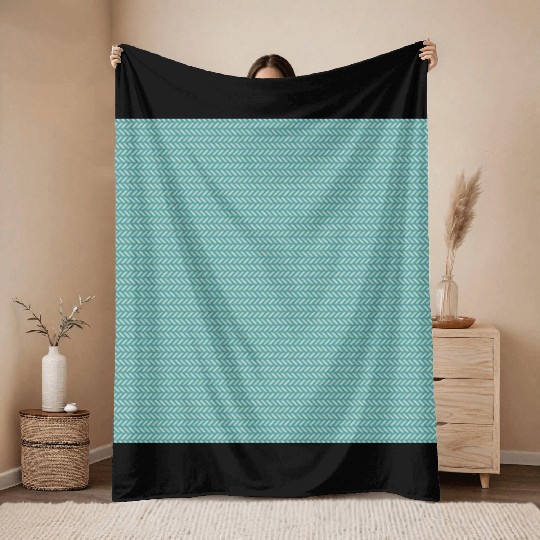 Teal White Minimal Pattern Throw Blankets