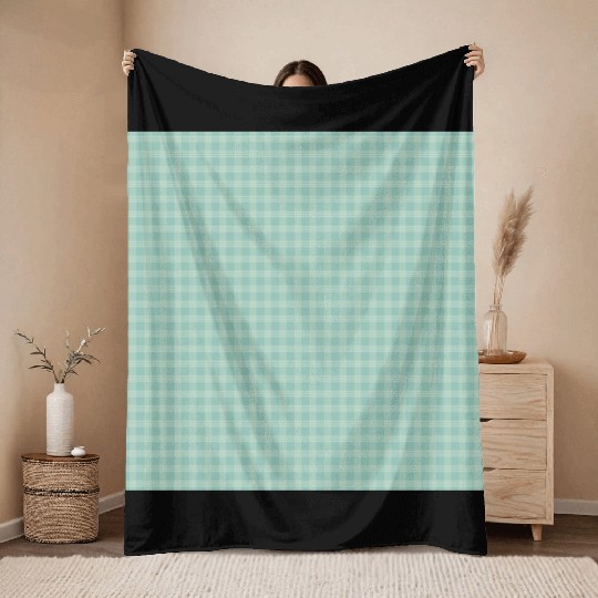 Retro Checkered Pattern Teal Throw Blankets