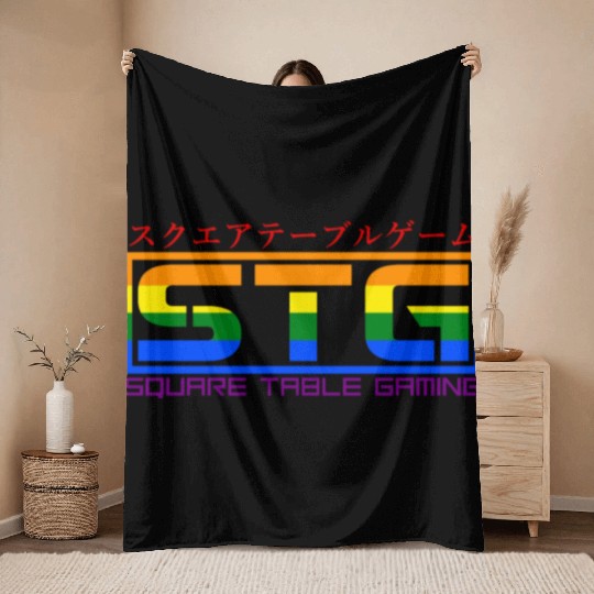 Square Table Gaming Logo (Pride) Throw Blankets