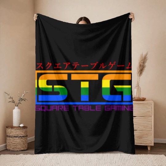 Square Table Gaming Logo (Pride) Throw Blankets