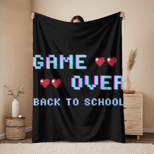 game over back to school Throw Blankets